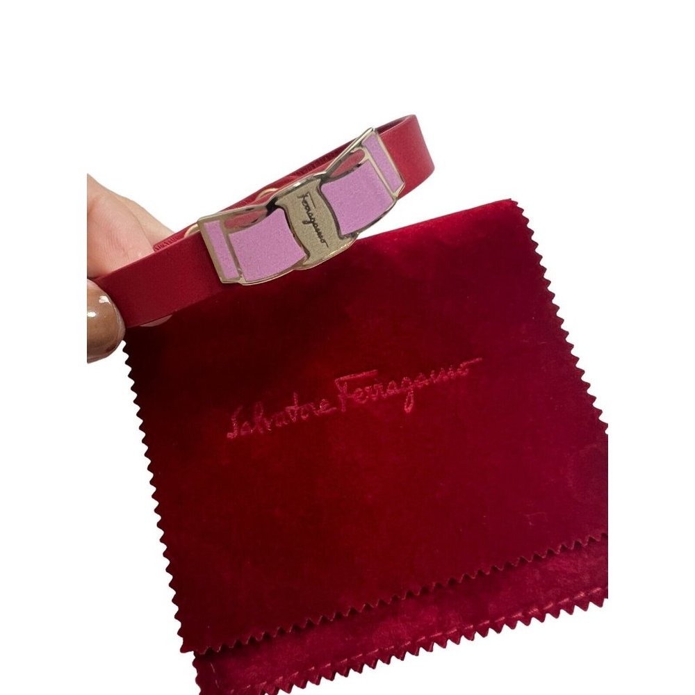 Ferragamo Red Leather  FERRAGAMO BRACELET WITH LOGO New In Box - Picture 5 of 12